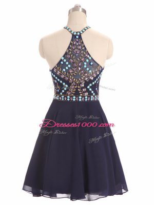 Excellent Sleeveless High Low Beading Side Zipper with Black