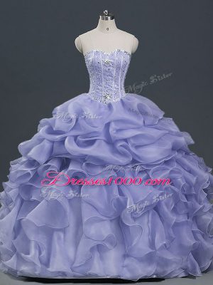 Lavender Sleeveless Beading and Ruffles and Pick Ups Floor Length Sweet 16 Dresses