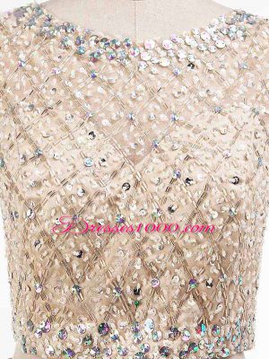 Champagne Homecoming Dress Prom and Party and Sweet 16 with Beading Scoop Sleeveless Side Zipper