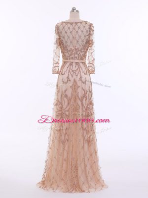 Gorgeous Empire Long Sleeves Peach Evening Dress Zipper