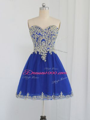 Hot Selling Royal Blue Sweetheart Zipper Beading Homecoming Dress Sleeveless