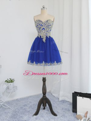 Hot Selling Royal Blue Sweetheart Zipper Beading Homecoming Dress Sleeveless