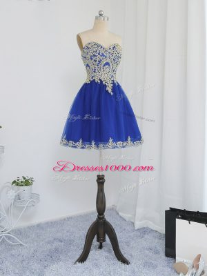 Hot Selling Royal Blue Sweetheart Zipper Beading Homecoming Dress Sleeveless