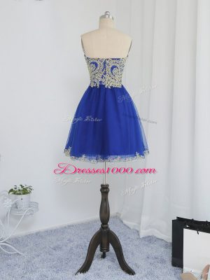Hot Selling Royal Blue Sweetheart Zipper Beading Homecoming Dress Sleeveless