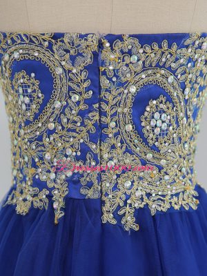 Hot Selling Royal Blue Sweetheart Zipper Beading Homecoming Dress Sleeveless