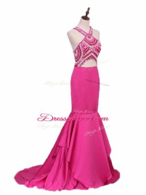 Gorgeous Sleeveless Brush Train Backless Beading Homecoming Dress