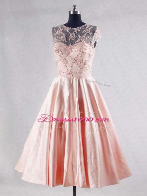 On Sale Pink Zipper Scoop Beading and Appliques Homecoming Dresses Taffeta Sleeveless