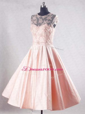 On Sale Pink Zipper Scoop Beading and Appliques Homecoming Dresses Taffeta Sleeveless