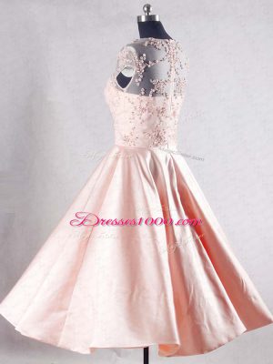 On Sale Pink Zipper Scoop Beading and Appliques Homecoming Dresses Taffeta Sleeveless