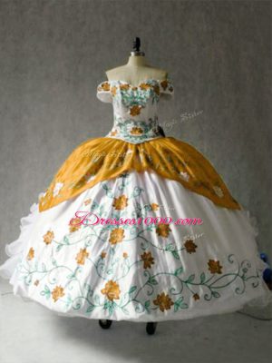 Multi-color Organza and Taffeta Lace Up Quinceanera Dresses Cap Sleeves Floor Length Embroidery and Ruffles