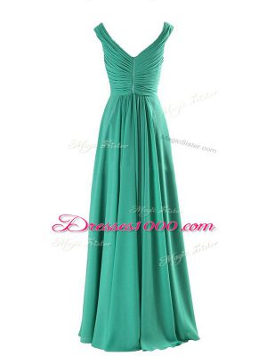 Floor Length Empire Sleeveless Apple Green Bridesmaid Dress Zipper