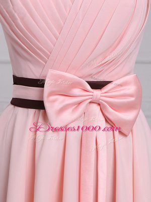 High Low Empire Sleeveless Baby Pink Quinceanera Court Dresses Lace Up