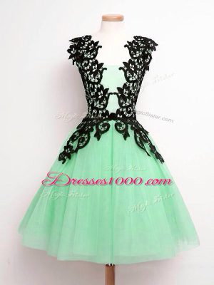 Ideal Straps Sleeveless Tulle Quinceanera Court of Honor Dress Lace Lace Up