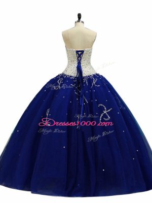 Sweetheart Sleeveless Tulle Quinceanera Dresses Beading Lace Up
