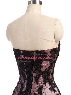 Elegant Black Evening Dress Prom and Military Ball and Sweet 16 with Lace and Appliques Sweetheart Sleeveless Brush Train Lace Up