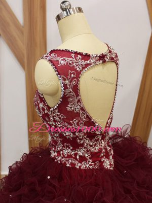 Captivating V-neck Sleeveless Organza 15th Birthday Dress Beading and Ruffles Backless