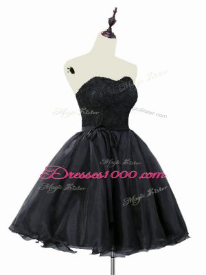Hot Sale Black Sweetheart Lace Up Lace and Sashes ribbons Homecoming Dress Sleeveless