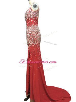 Backless Homecoming Dress Burgundy for Prom and Party and Military Ball and Sweet 16 with Beading Brush Train