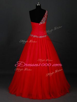 Sleeveless Zipper Floor Length Beading Prom Dress