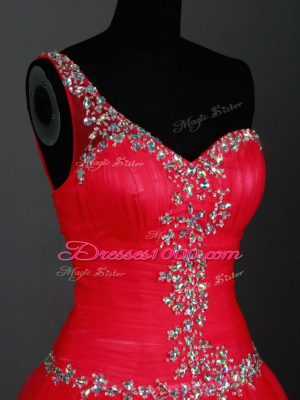 Sleeveless Zipper Floor Length Beading Prom Dress