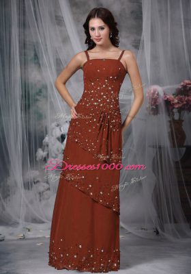 Floor Length Burgundy Mother of the Bride Dress Straps Sleeveless Zipper