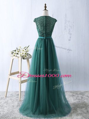 Green Prom Party Dress Tulle Sleeveless Beading