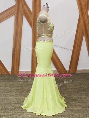 Sleeveless Zipper Floor Length Beading and Lace and Appliques Prom Evening Gown