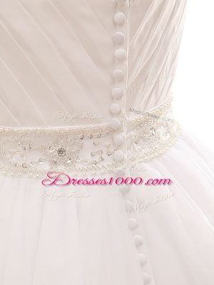 Ball Gowns Wedding Dresses White Sweetheart Tulle Sleeveless Clasp Handle