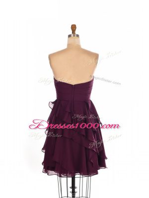 Best Mini Length Empire Sleeveless Burgundy Court Dresses for Sweet 16 Zipper