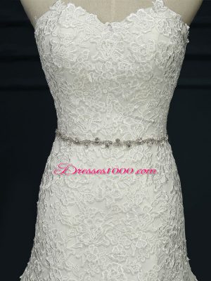 Sweetheart Sleeveless Court Train Lace Up Wedding Dress White Tulle