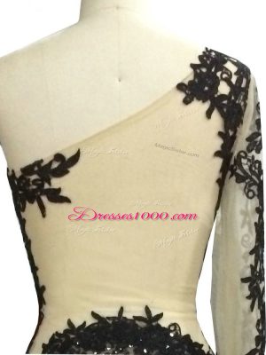 Long Sleeves Side Zipper Floor Length Beading and Appliques Prom Party Dress