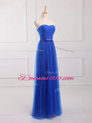 Tulle and Lace Sleeveless Floor Length Quinceanera Court of Honor Dress and Belt