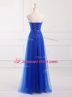 Tulle and Lace Sleeveless Floor Length Quinceanera Court of Honor Dress and Belt