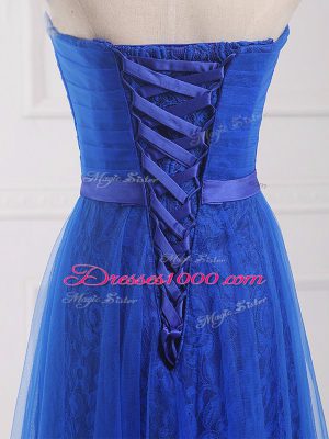 Tulle and Lace Sleeveless Floor Length Quinceanera Court of Honor Dress and Belt