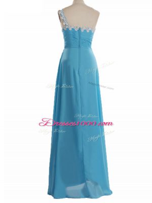 Great Aqua Blue Sleeveless Chiffon Zipper Vestidos de Damas for Prom and Party