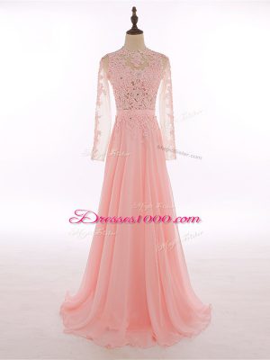 Smart Chiffon Sleeveless Floor Length Prom Party Dress and Lace and Appliques