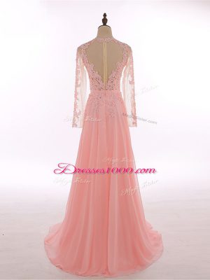 Smart Chiffon Sleeveless Floor Length Prom Party Dress and Lace and Appliques