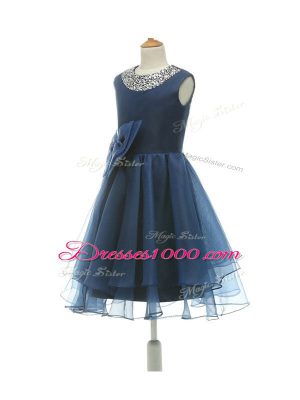 Navy Blue Sleeveless Tulle Zipper Toddler Flower Girl Dress for Wedding Party