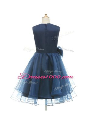 Navy Blue Sleeveless Tulle Zipper Toddler Flower Girl Dress for Wedding Party