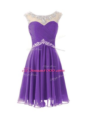 Chiffon Cap Sleeves Knee Length Dress for Prom and Beading