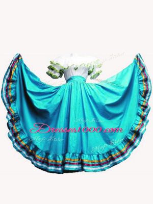 Aqua Blue Short Sleeves Taffeta Lace Up Quince Ball Gowns for Military Ball and Sweet 16 and Quinceanera