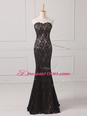 Black Empire Lace Mother of Groom Dress Zipper Lace Sleeveless Floor Length