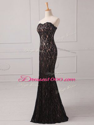Black Empire Lace Mother of Groom Dress Zipper Lace Sleeveless Floor Length