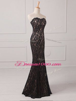 Black Empire Lace Mother of Groom Dress Zipper Lace Sleeveless Floor Length