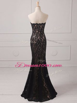 Black Empire Lace Mother of Groom Dress Zipper Lace Sleeveless Floor Length