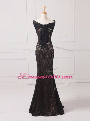 Black Empire Lace Mother of Groom Dress Zipper Lace Sleeveless Floor Length