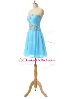 High End Empire Junior Homecoming Dress Baby Blue Sweetheart Chiffon Sleeveless Mini Length Lace Up