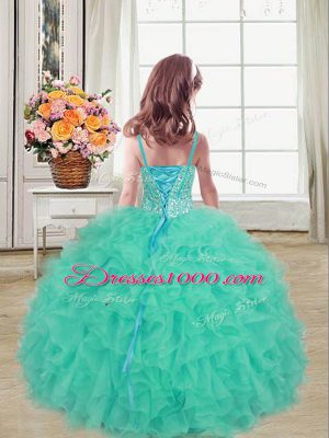 Superior Sleeveless Beading and Ruffles Lace Up Girls Pageant Dresses