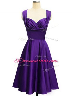 Popular Purple Sleeveless Taffeta Lace Up Dama Dress for Prom and Party and Wedding Party