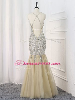 Sleeveless Beading Criss Cross Dress for Prom